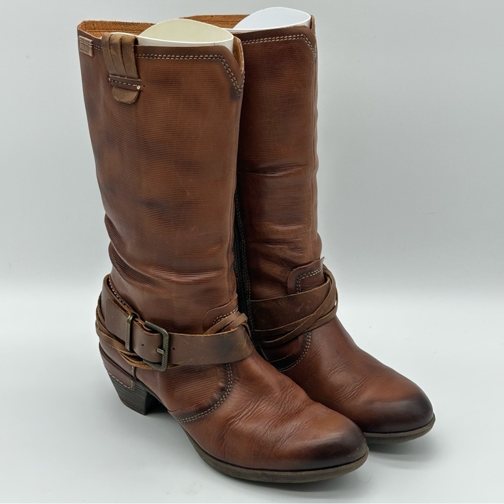 PIKOLINOS Rich Brown Leather Heeled Boots